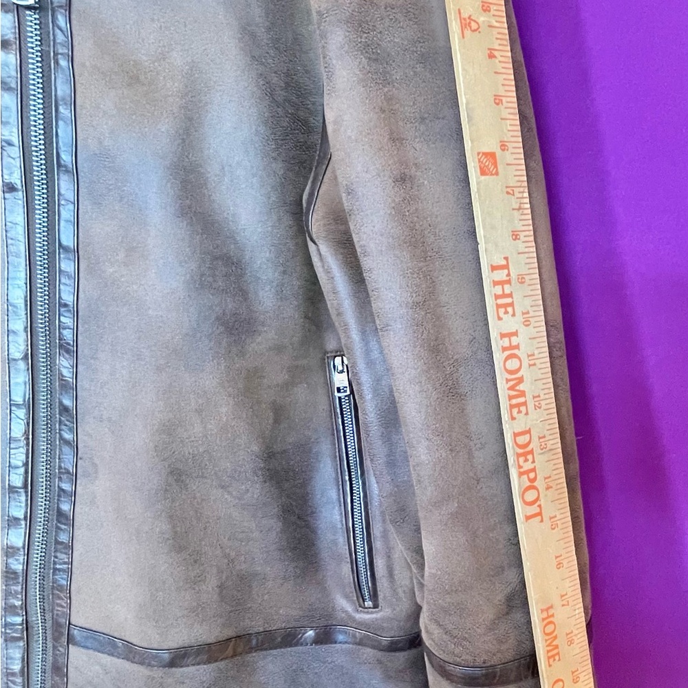 Calvin Klein Tan Shearling Bomber Jacket - Picture 8 of 8
